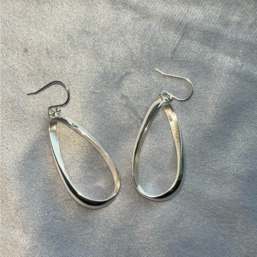 Silver Drop Teardrop Earrings - Women Jewelry